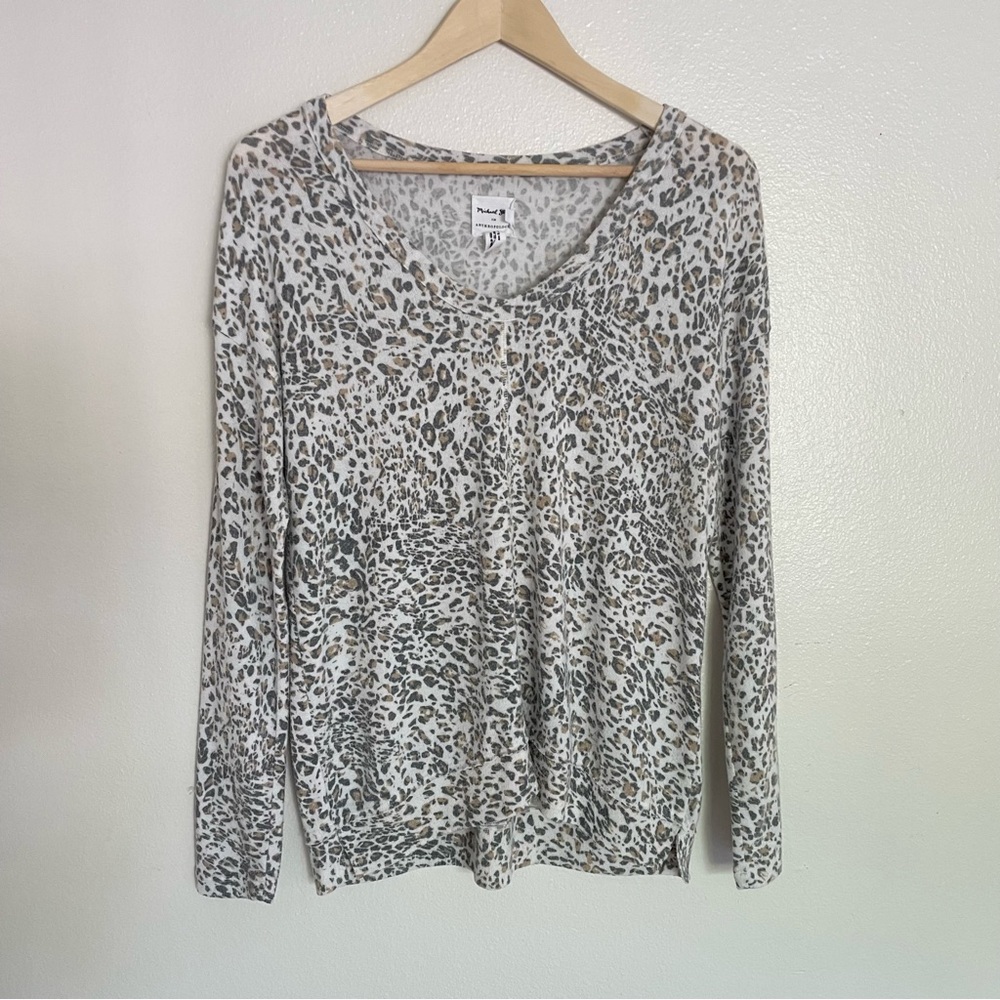 Michael Stars x Anthropologie Pullover Sweater Leopard / Animal Print Boho Cozy